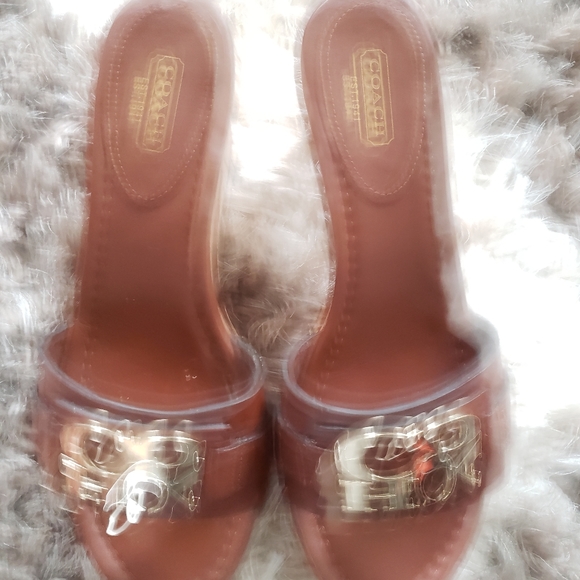 Coach Brown Leather Wedges Size 8 Excellent - Picture 3 of 6